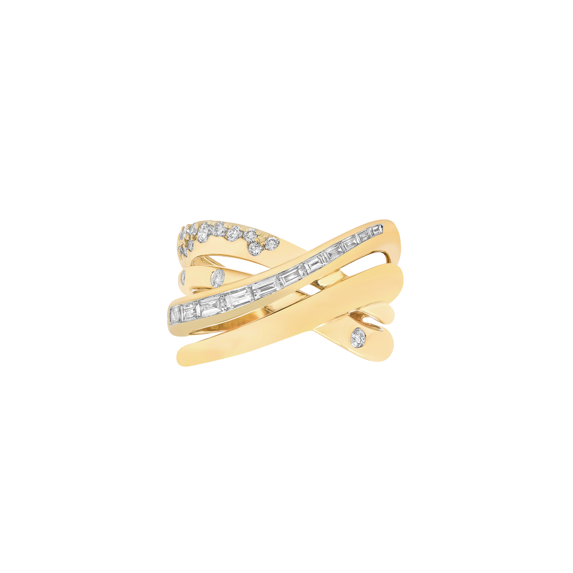 Papua Gold & Diamond Quadruple Crossover Ring