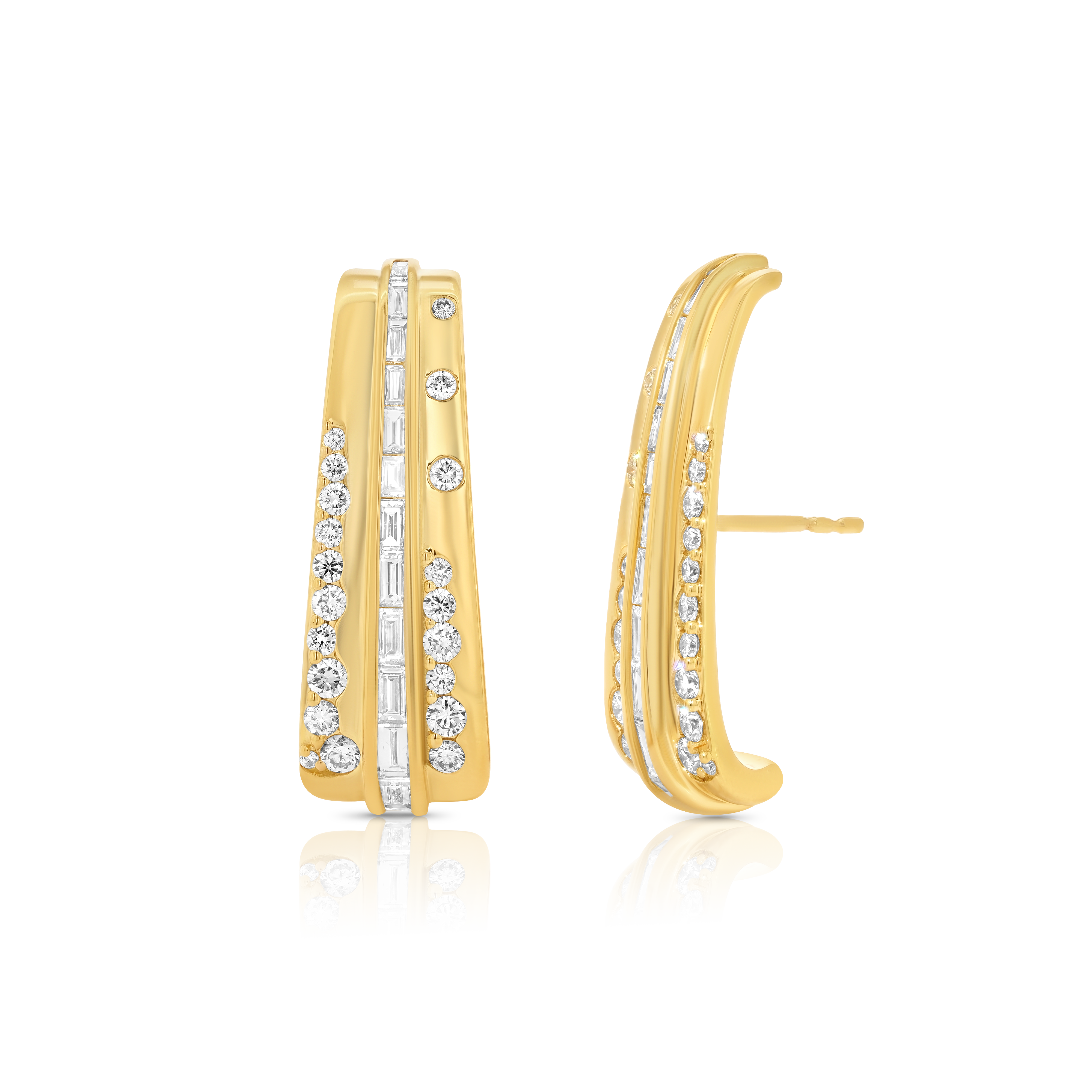 Papua Gold & Diamond Triple Row Earring