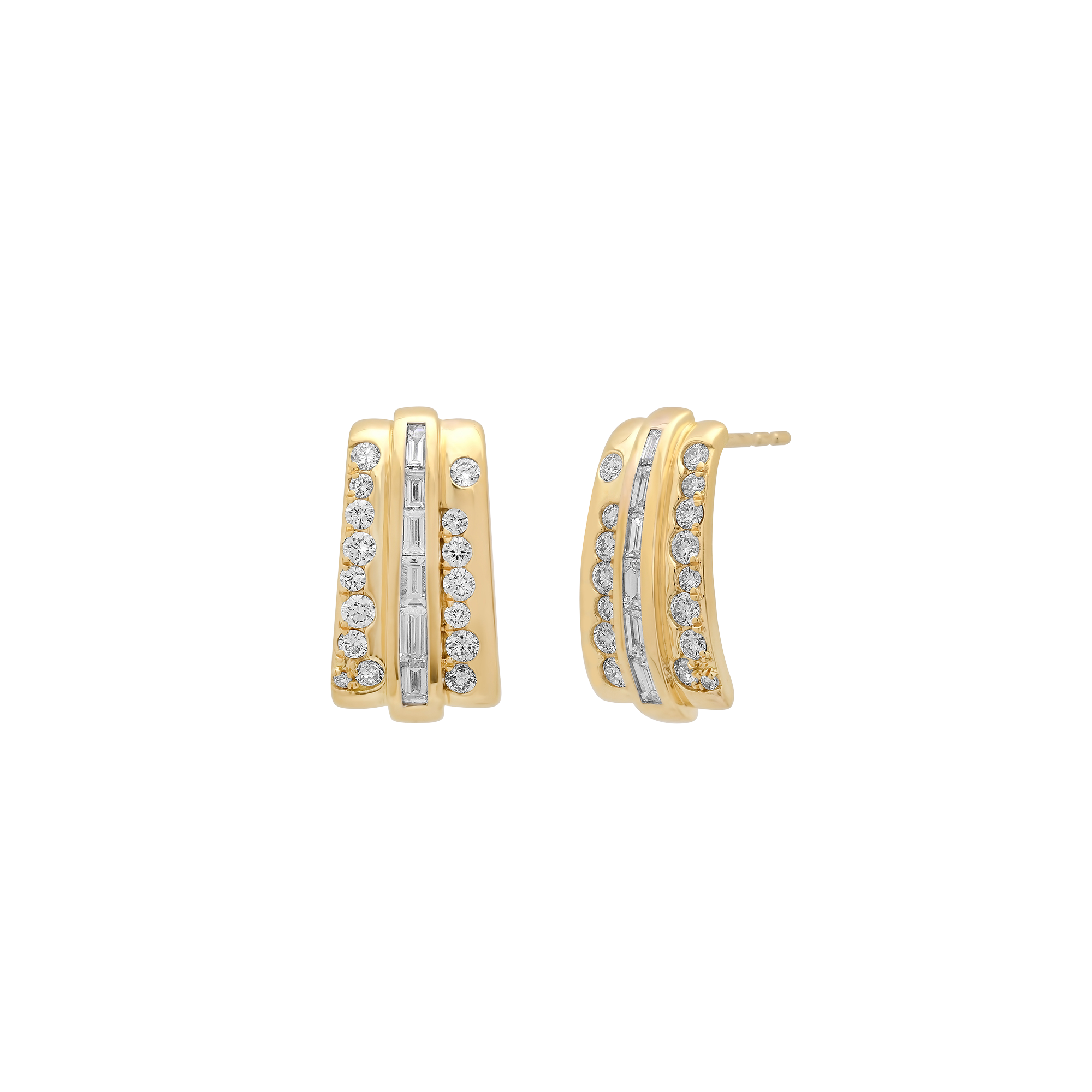 Papua Gold & Diamond Triple Row Petite Earring
