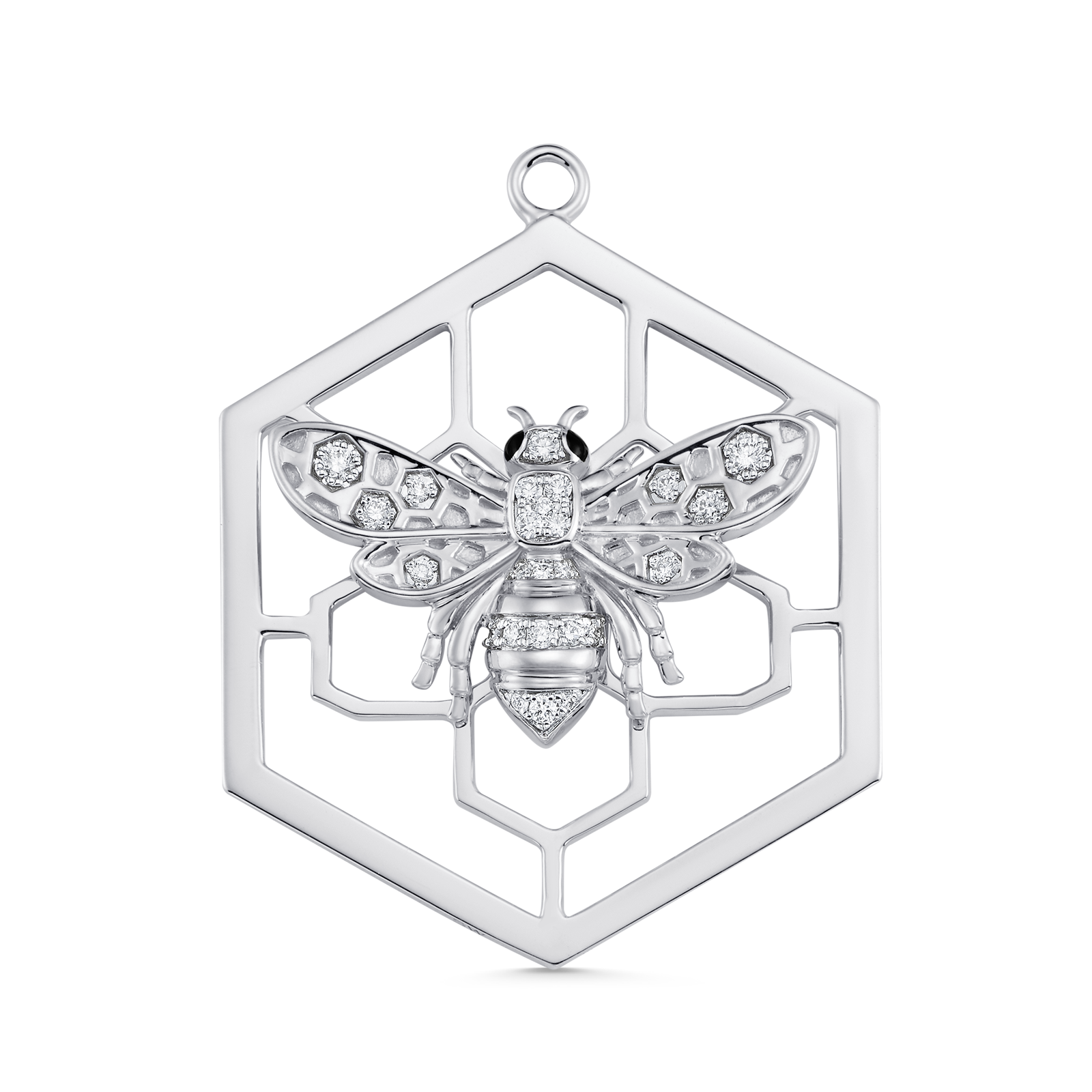 Queen Bee Gold and Diamond Hexagon Charm