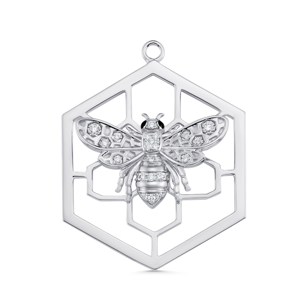 Queen Bee Gold and Diamond Hexagon Charm