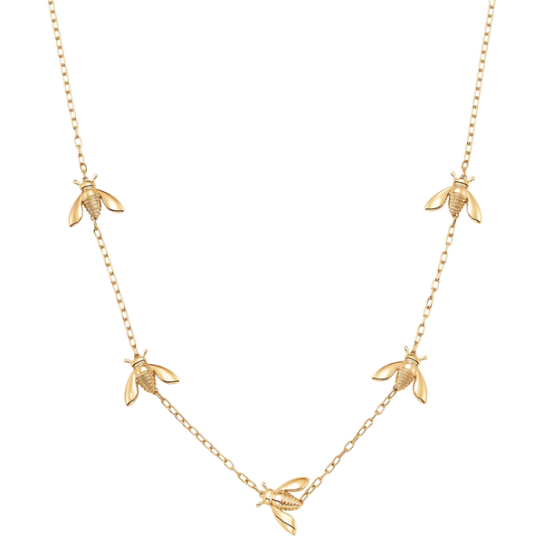 Queen Bee Gold Extra Petite Five-Station 17" Necklace