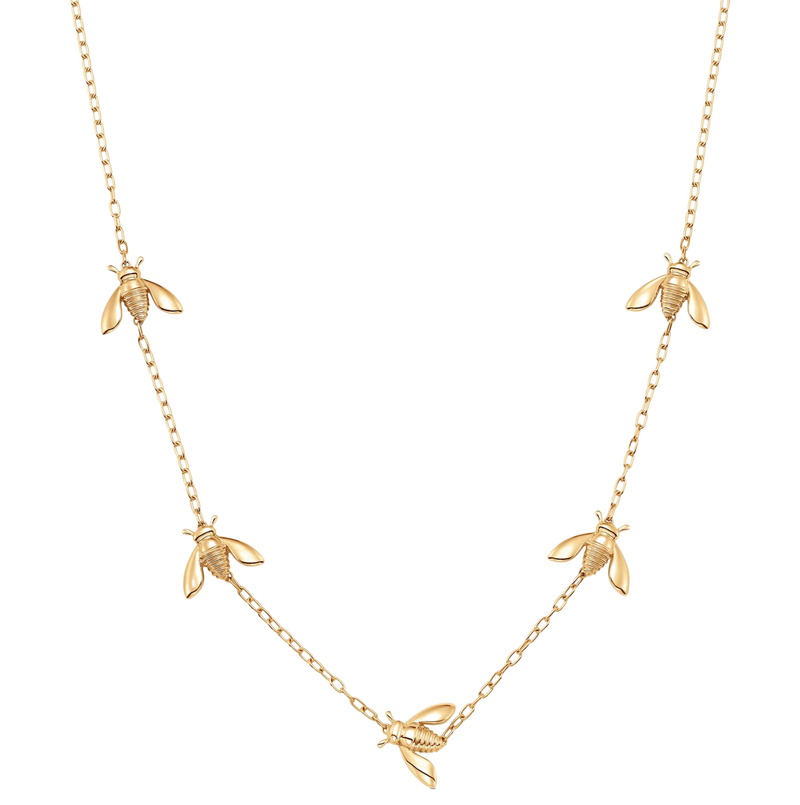 Queen Bee Gold Extra Petite Five-Station 17" Necklace