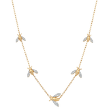 Queen Bee Petite Gold and Diamond Five Station 17" Necklace