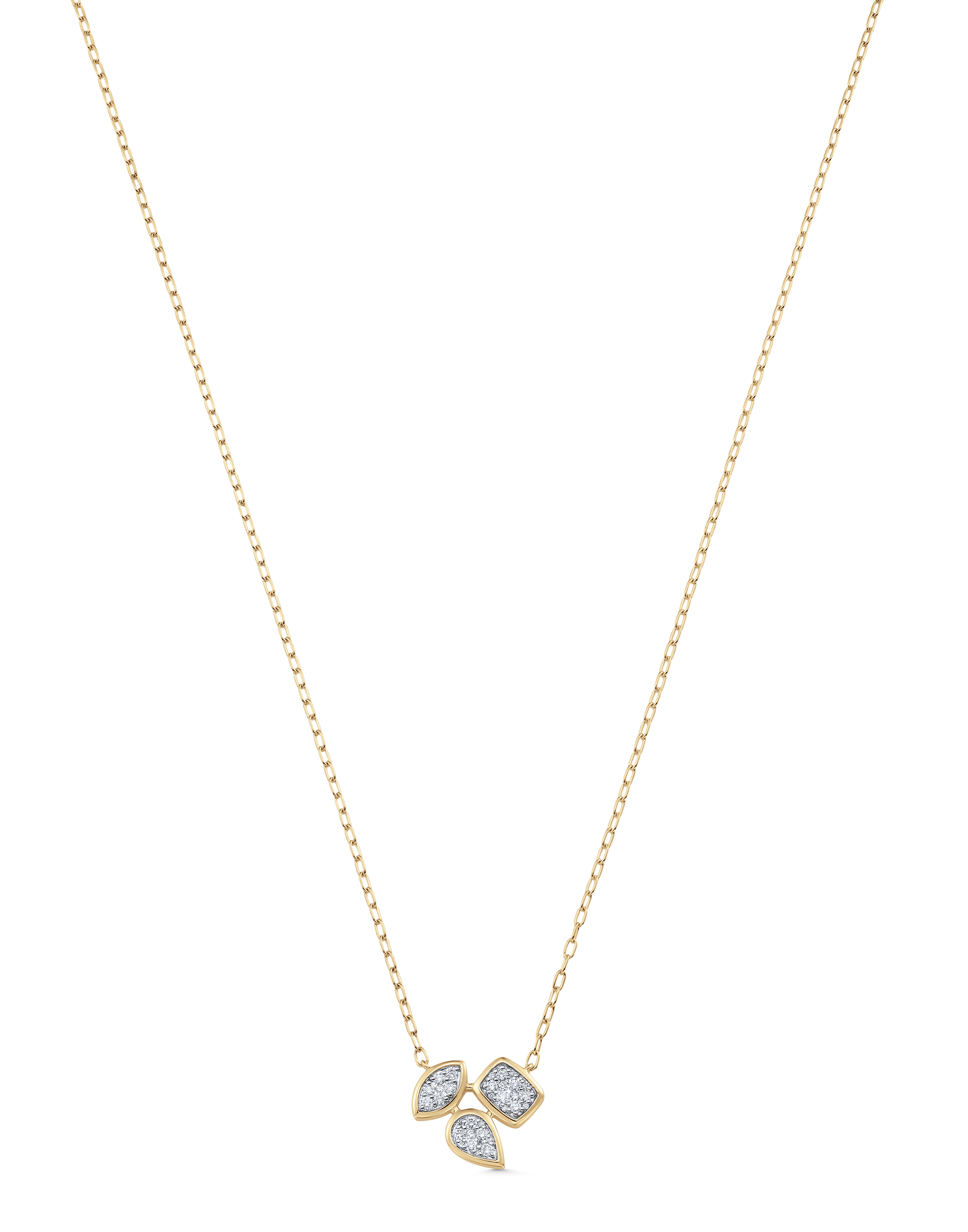 Reverie Gold and Diamond Marquise Pear Cushion Outlined Necklace