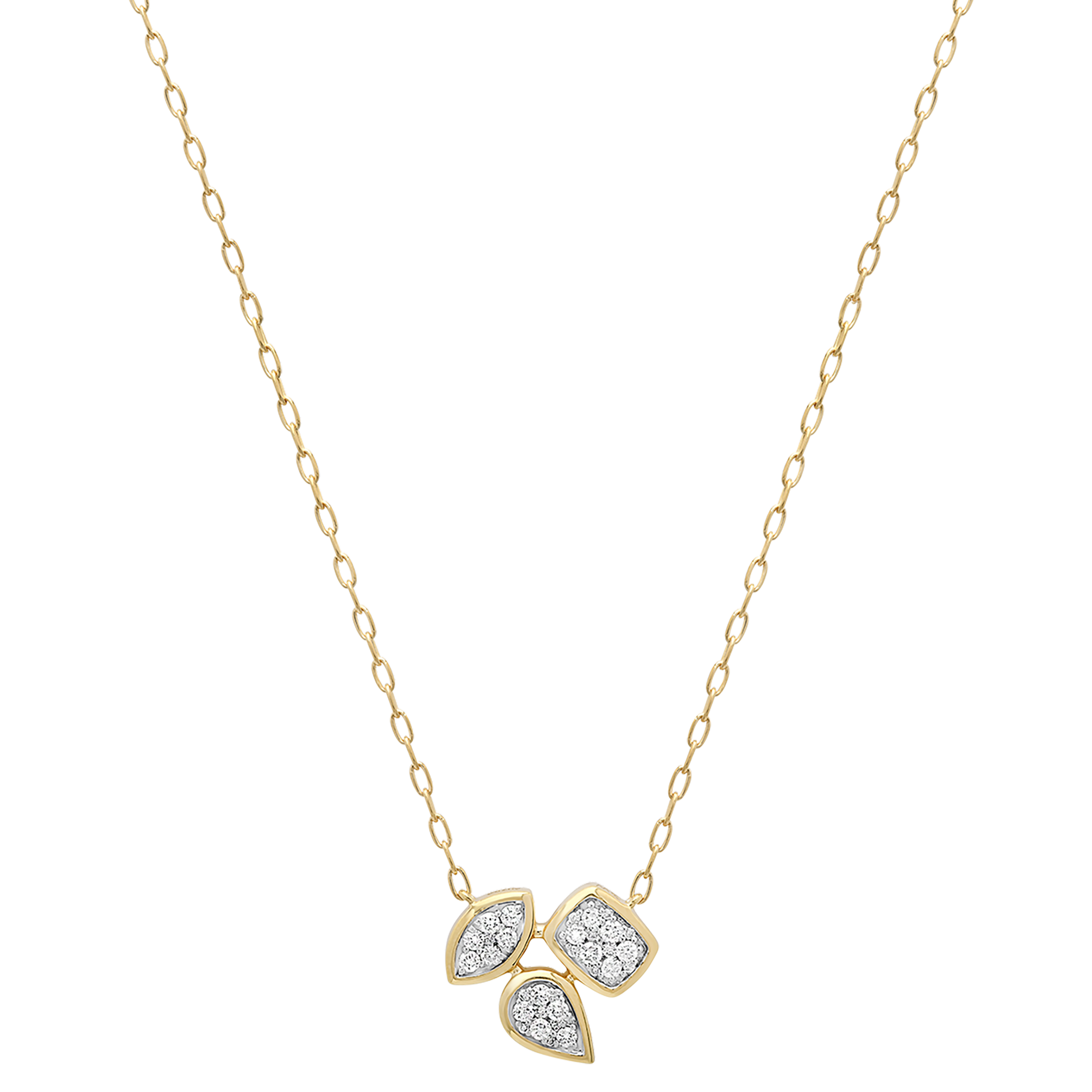 Reverie Gold and Diamond Marquise Pear Cushion Outlined Necklace