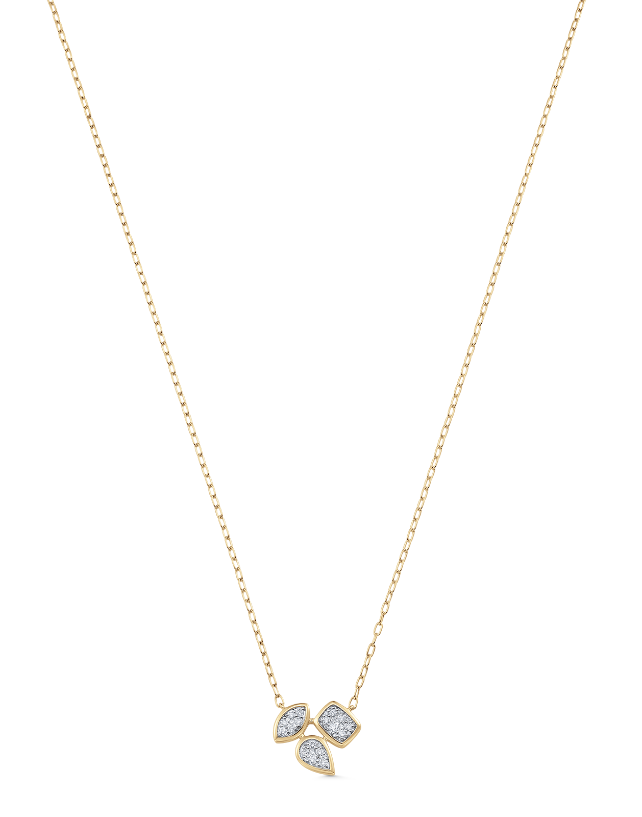 Reverie Gold and Diamond Marquise Pear Cushion Outlined Necklace