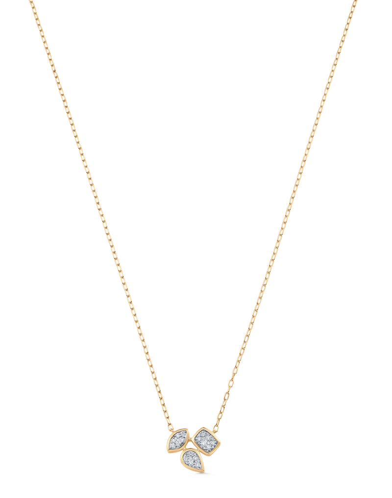 Reverie Gold and Diamond Marquise Pear Cushion Outlined Necklace