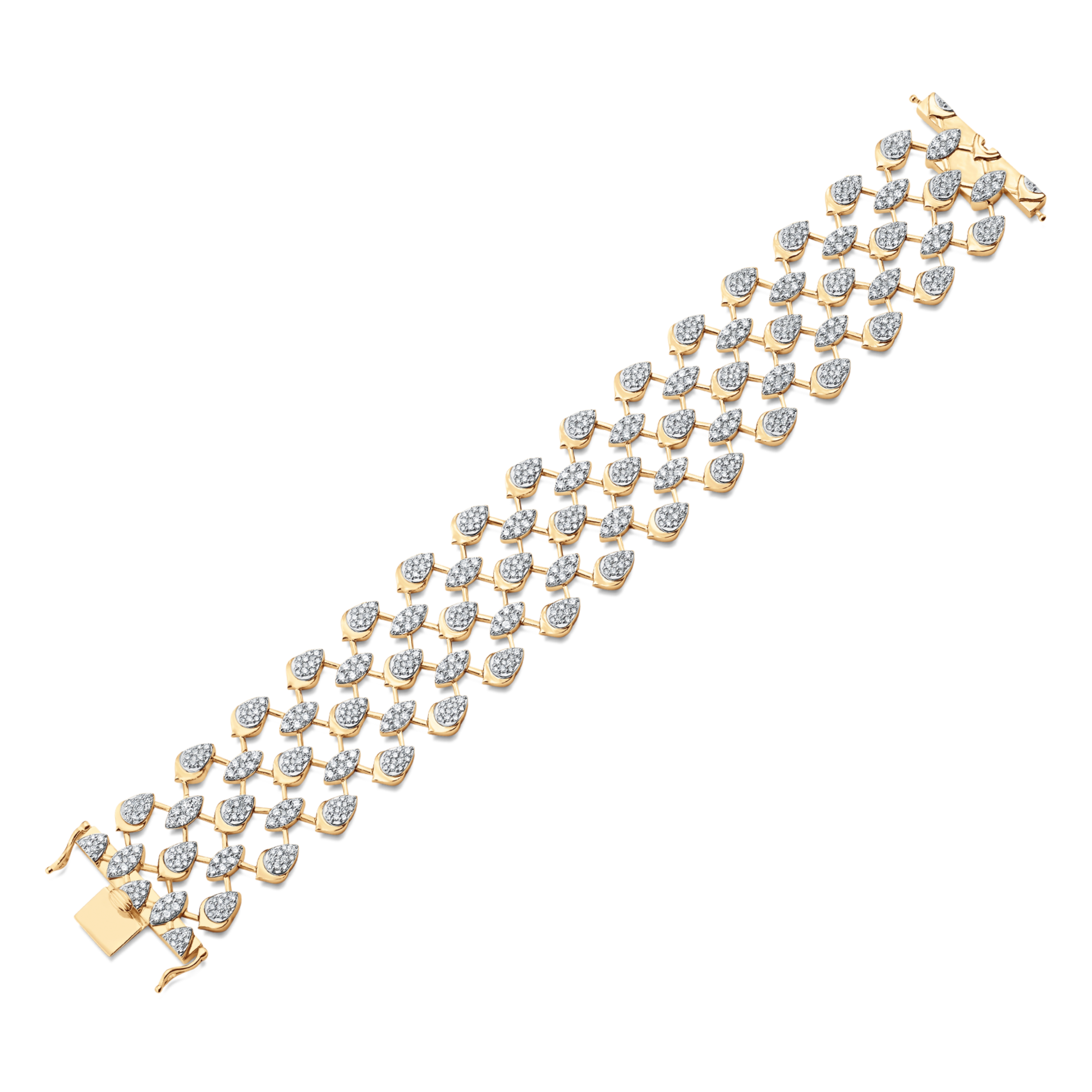 Lierre Gold and Diamond Five-Row Pear Marquise Statement Link Bracelet