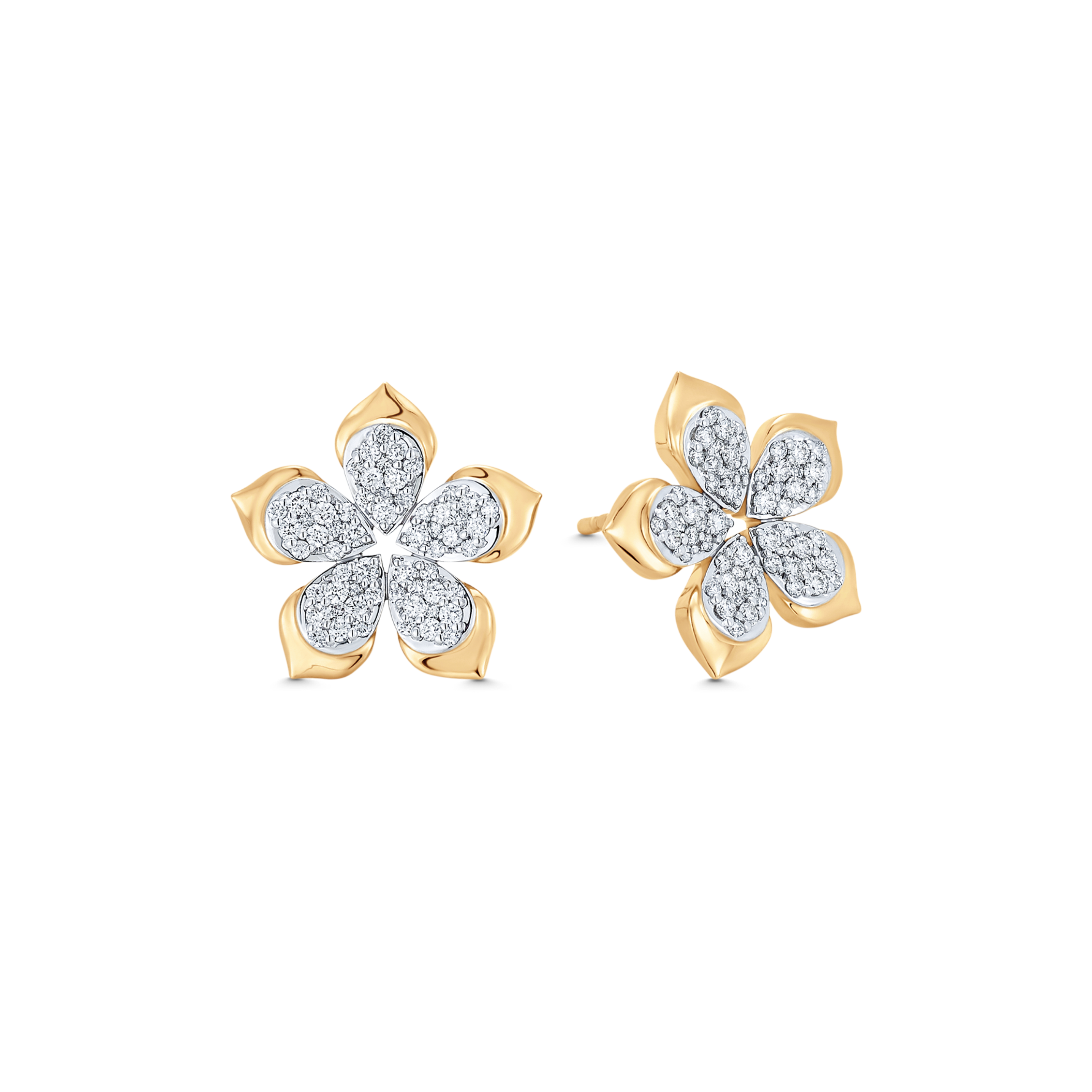 Lierre Gold and Diamond Pear Flower Stud Earring