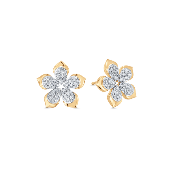 Lierre Gold and Diamond Pear Flower Stud Earring