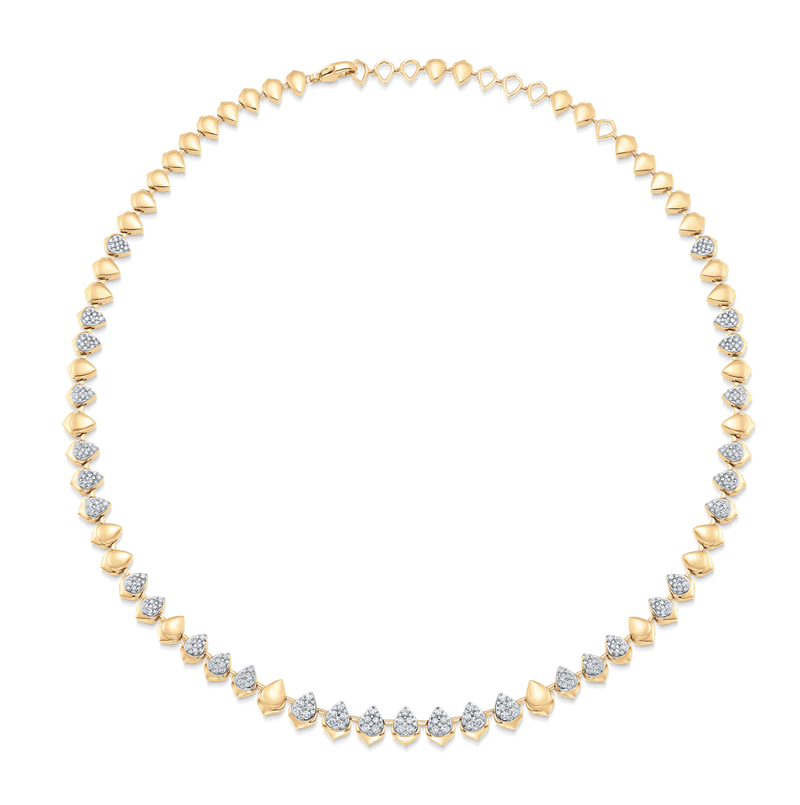 Lierre Gold and Partial Diamond Pear with Halo Choker