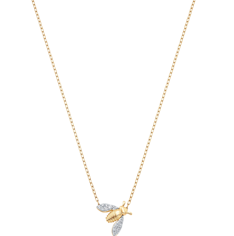 Queen Bee Gold and Diamond Large 16" Necklace