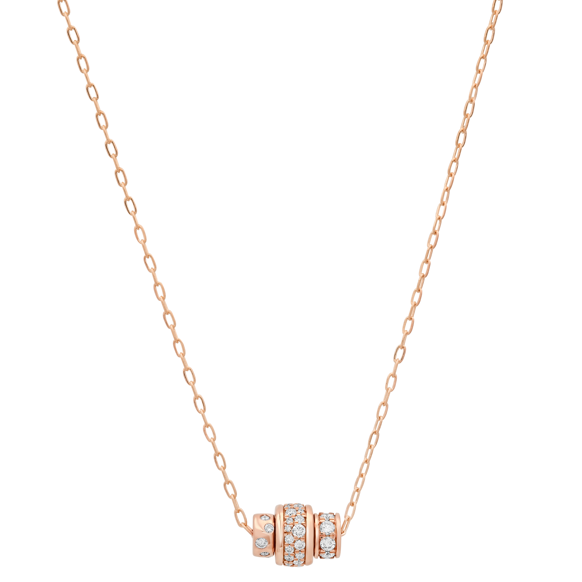 SW Gold & Diamond 3-Rondelle Cylinder & Wheels Necklace