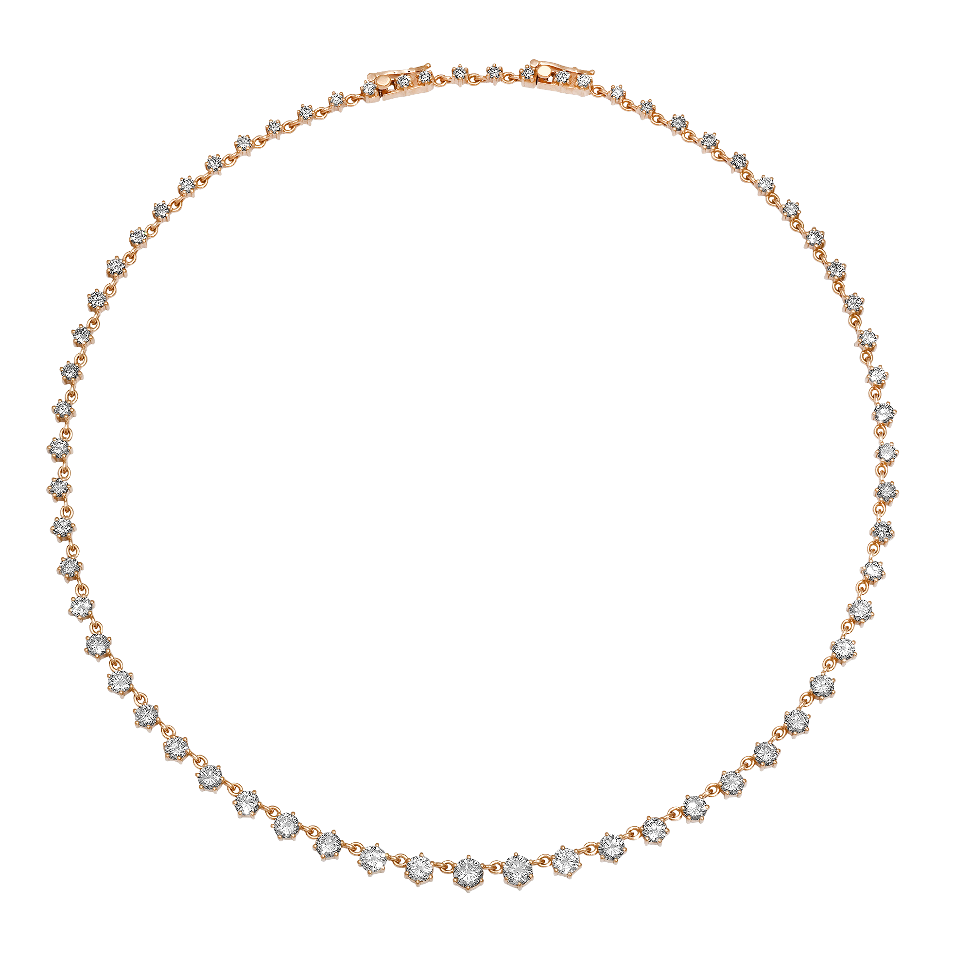 SW Gold & Diamond Graduated Tennis Necklace