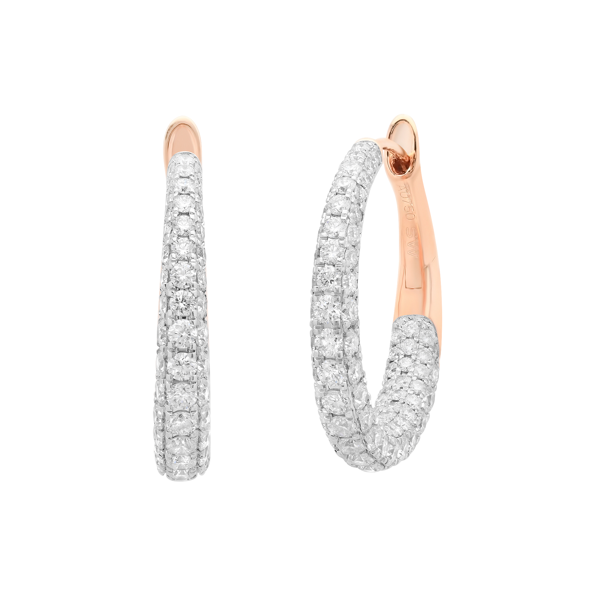 SW Gold & Diamond Pave Hoops