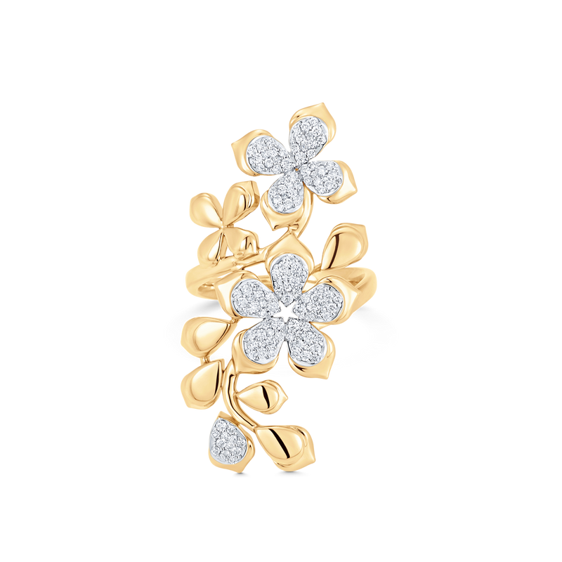 Lierre Gold and Diamond Partial Pear Flower Ring