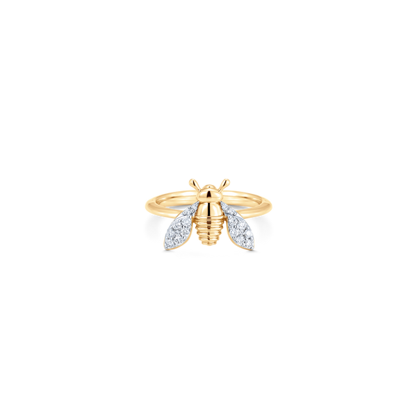 Queen Bee Gold Diamond Pinky Ring