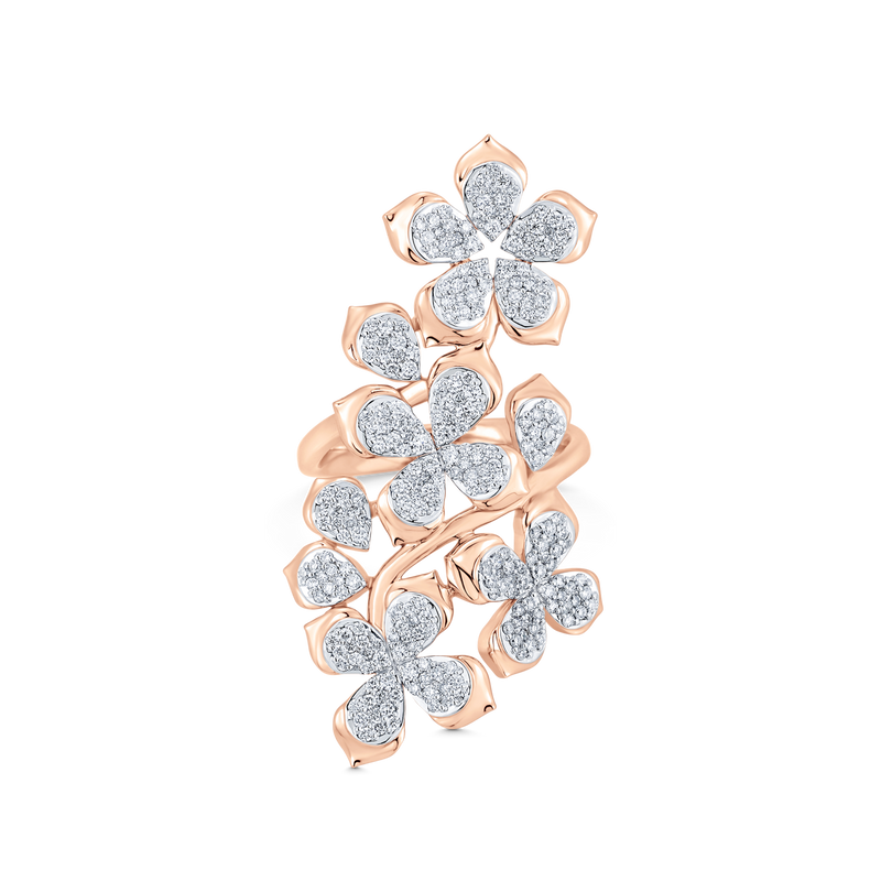 Lierre Gold and Diamond Pear Flower Ring
