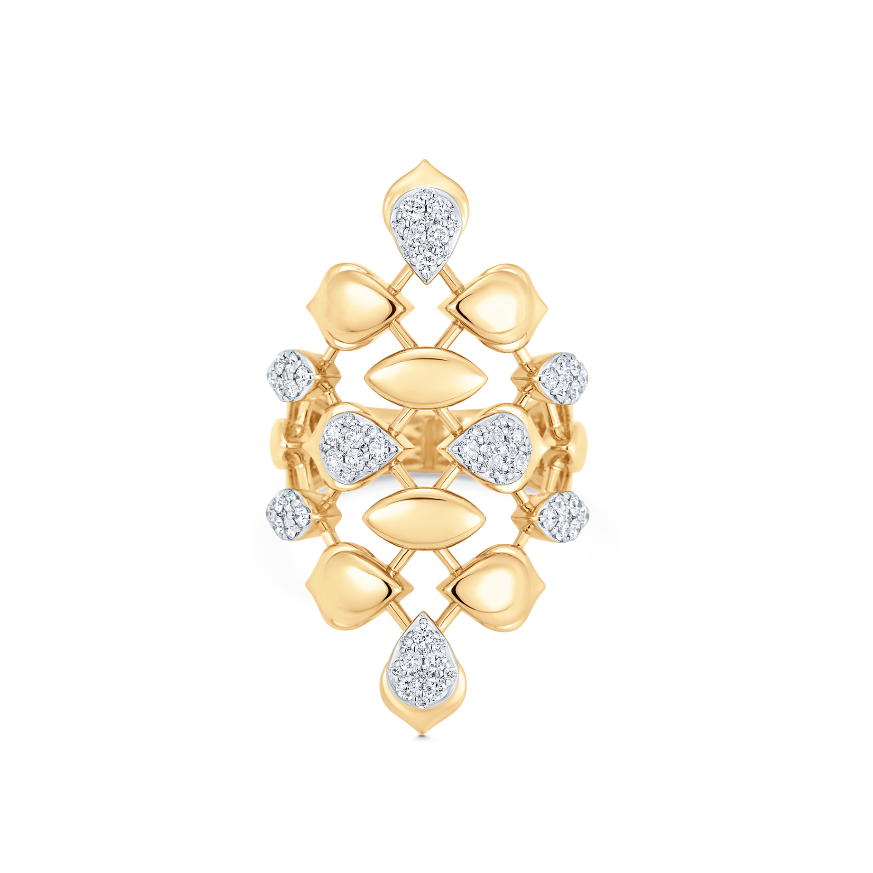 Lierre Gold and Diamond Partial Marquise Pear Vertical Ring