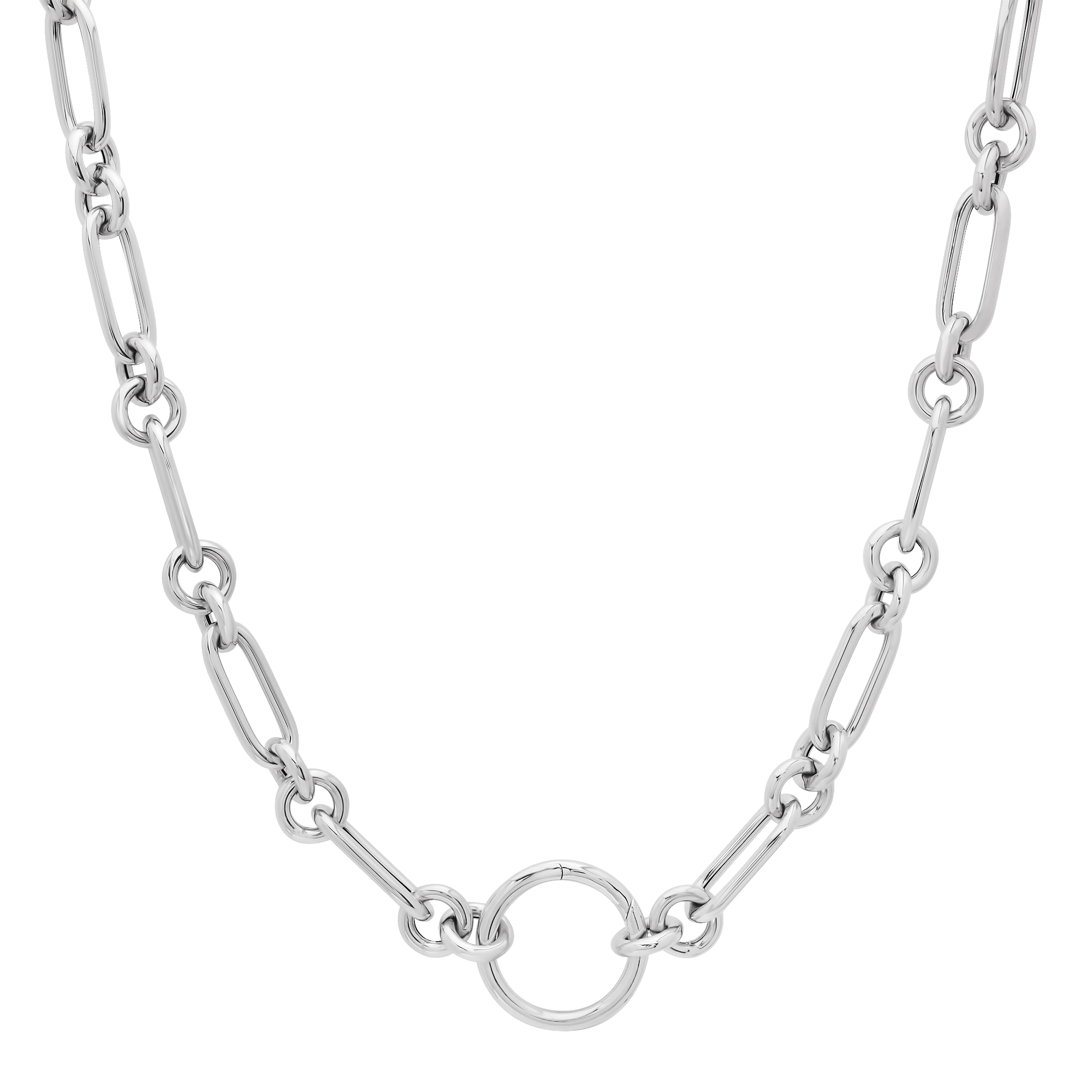 SW Gold Round Paperclip Ring 18" Necklace