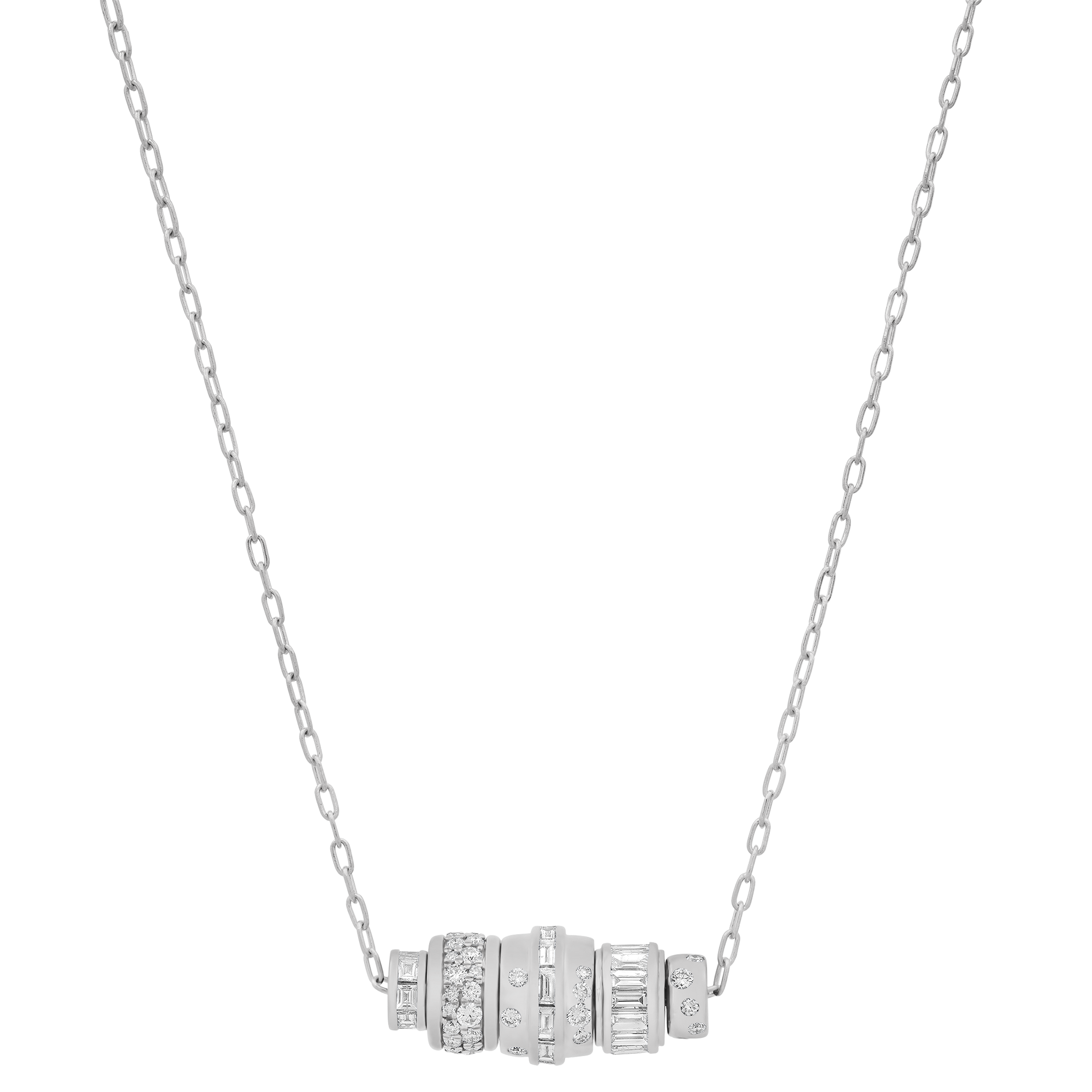 SW Gold & Diamond Cylinder, Wheels and Spinning Necklace
