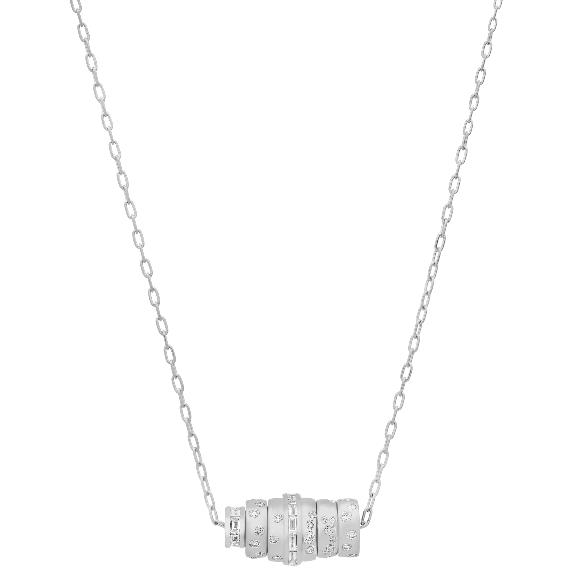 SW Gold & Diamond 5-Rondelle Round Diamond Wheels Necklace