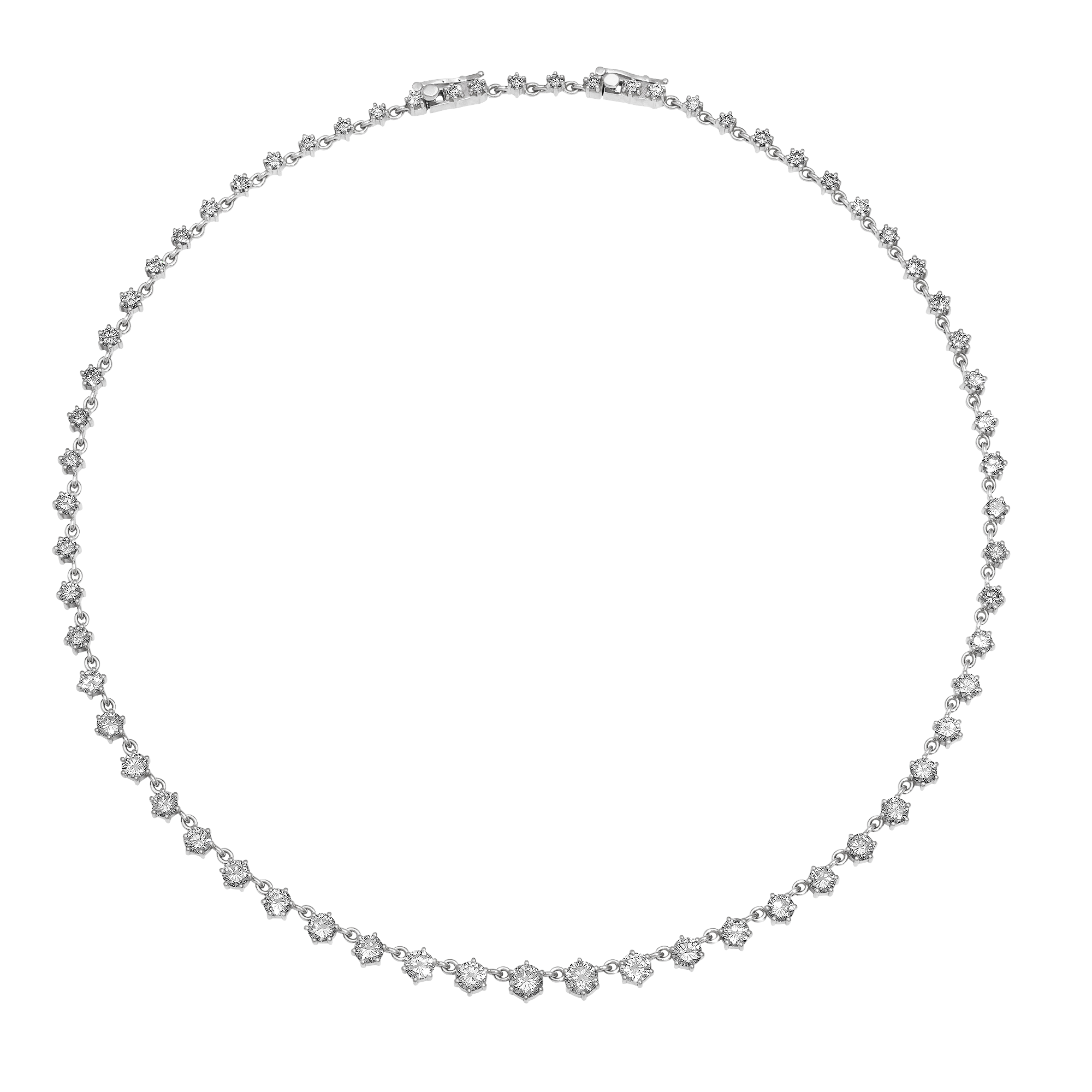SW Gold & Diamond Graduated Tennis Necklace