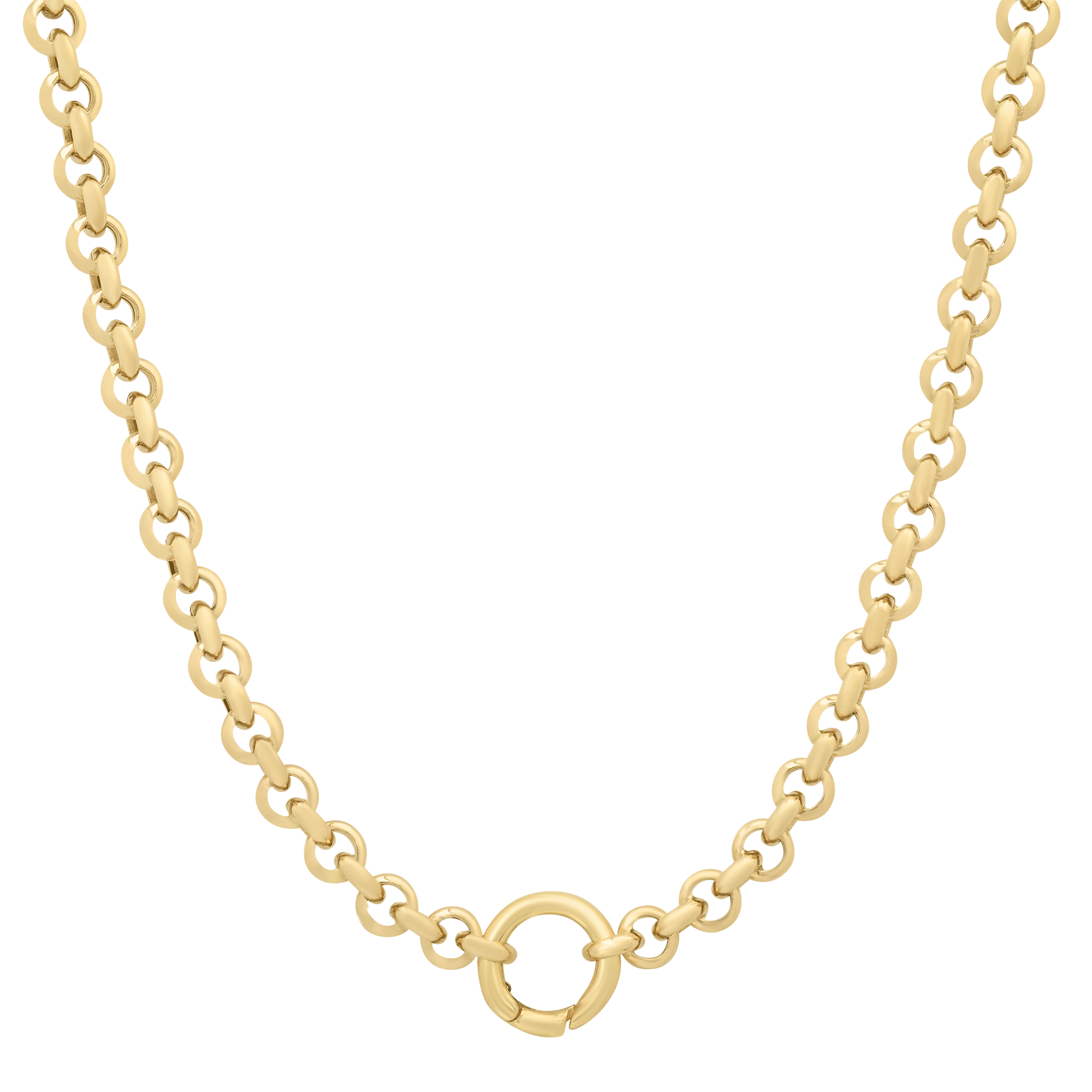 SW Gold Thick Plain Connector 5mm Rollo Chain Necklace