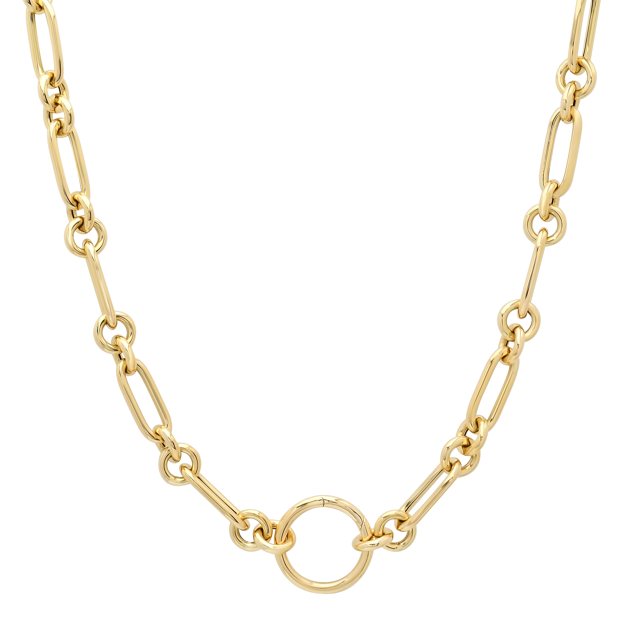 SW Gold Round Paperclip Ring 18" Necklace