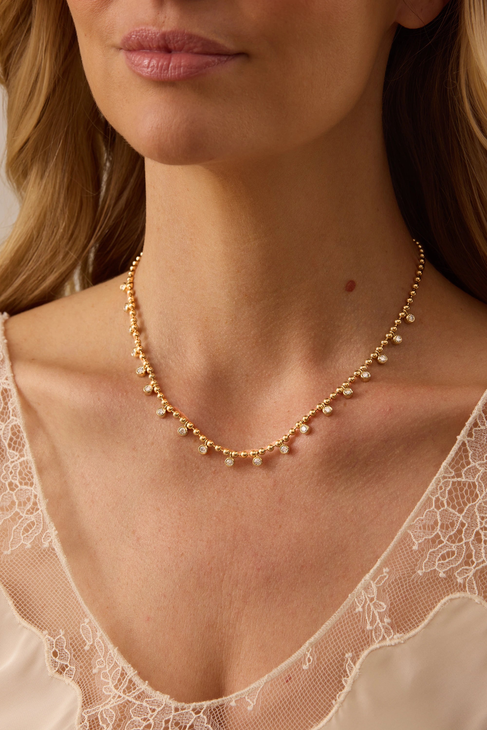 SW Gold 19 Round Diamond 16" Thick Necklace