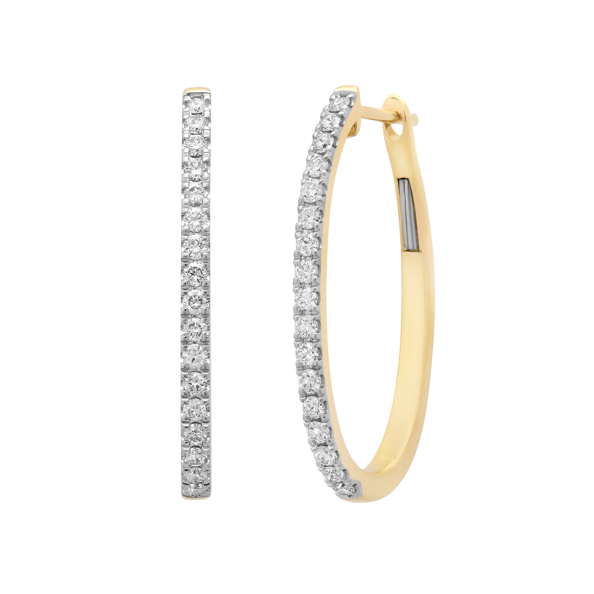 SW Gold & Diamond Elongated Large Eternity  Hoops