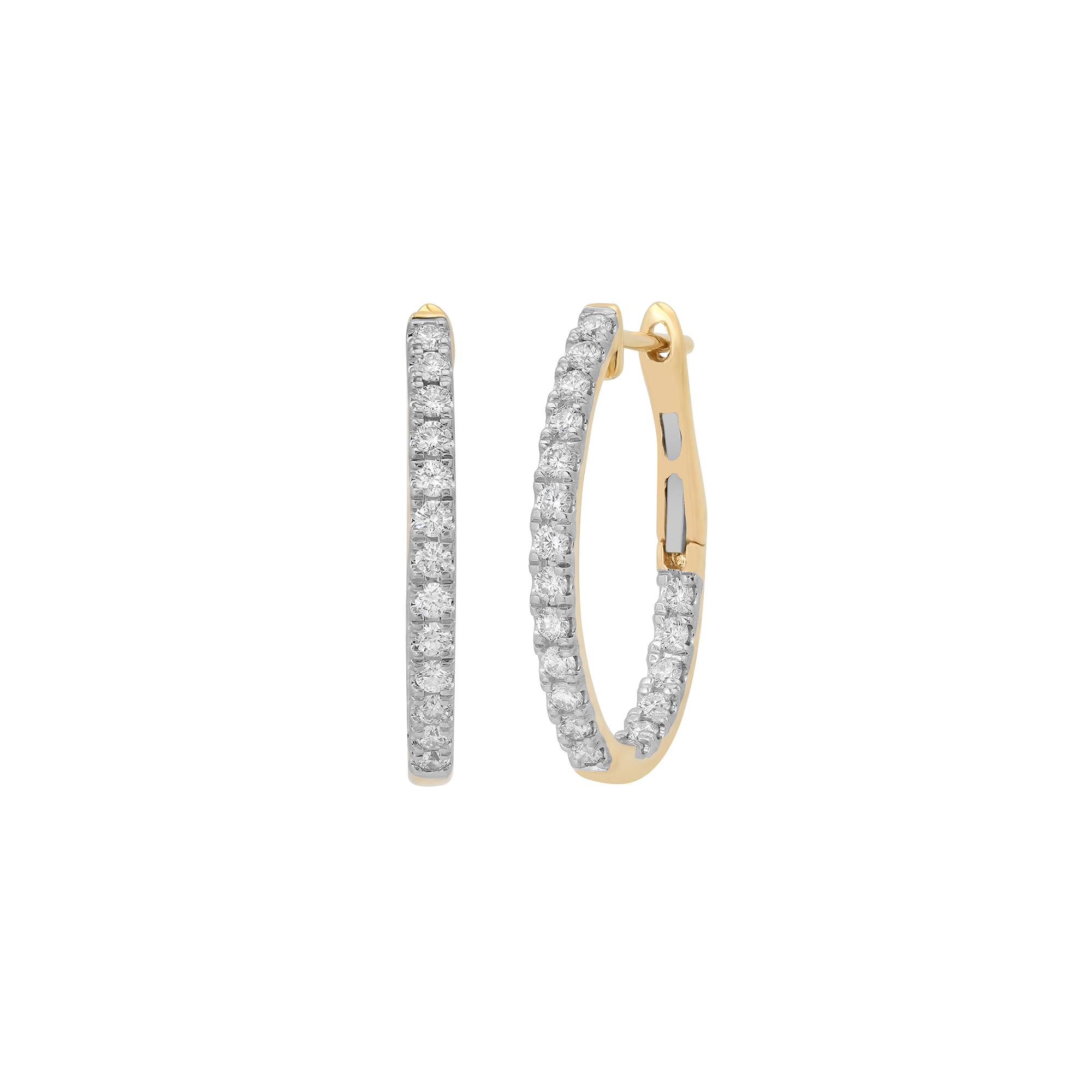 SW Gold & Diamond Elongated Petite Eternity Hoops