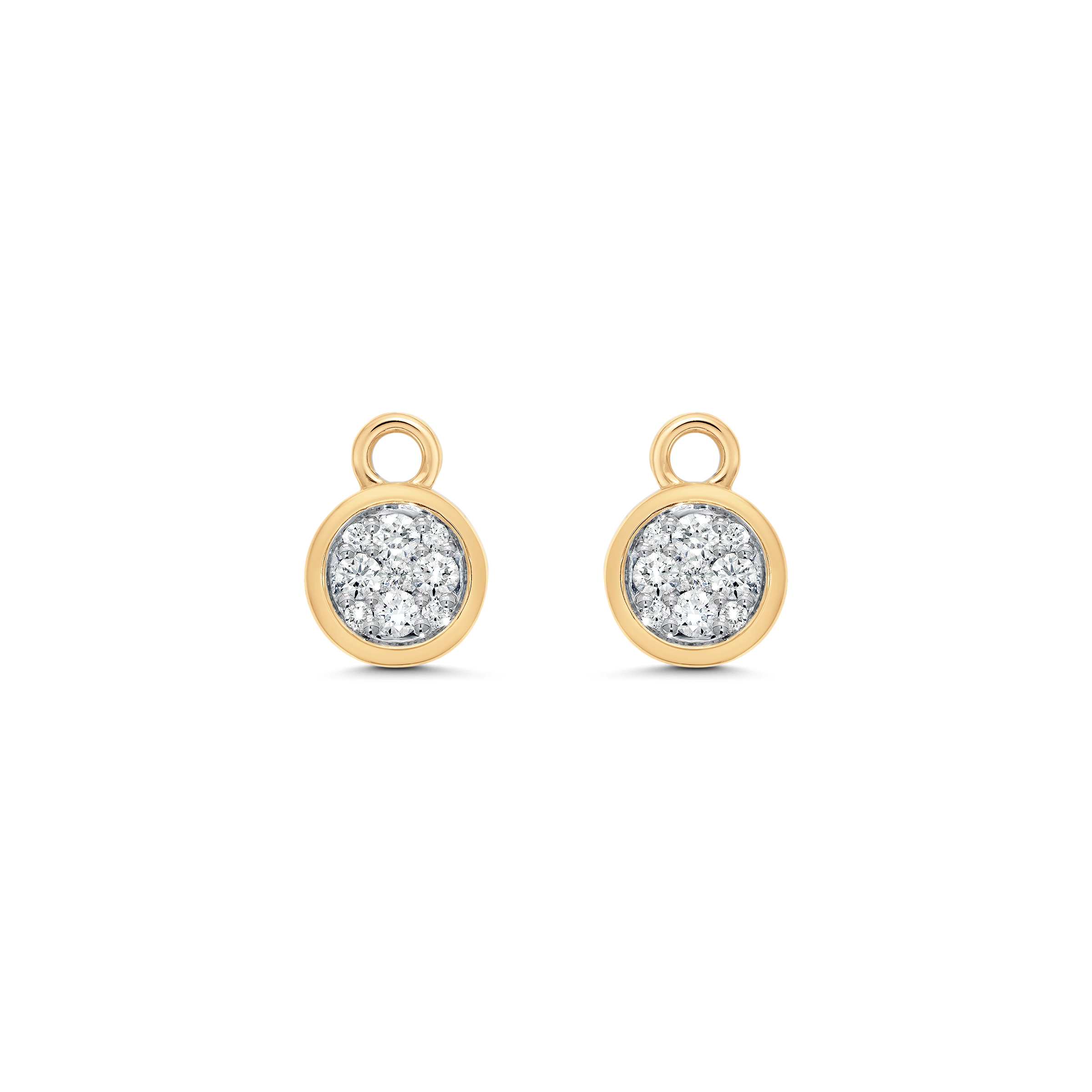 Gold and Diamond Round Earring Charms