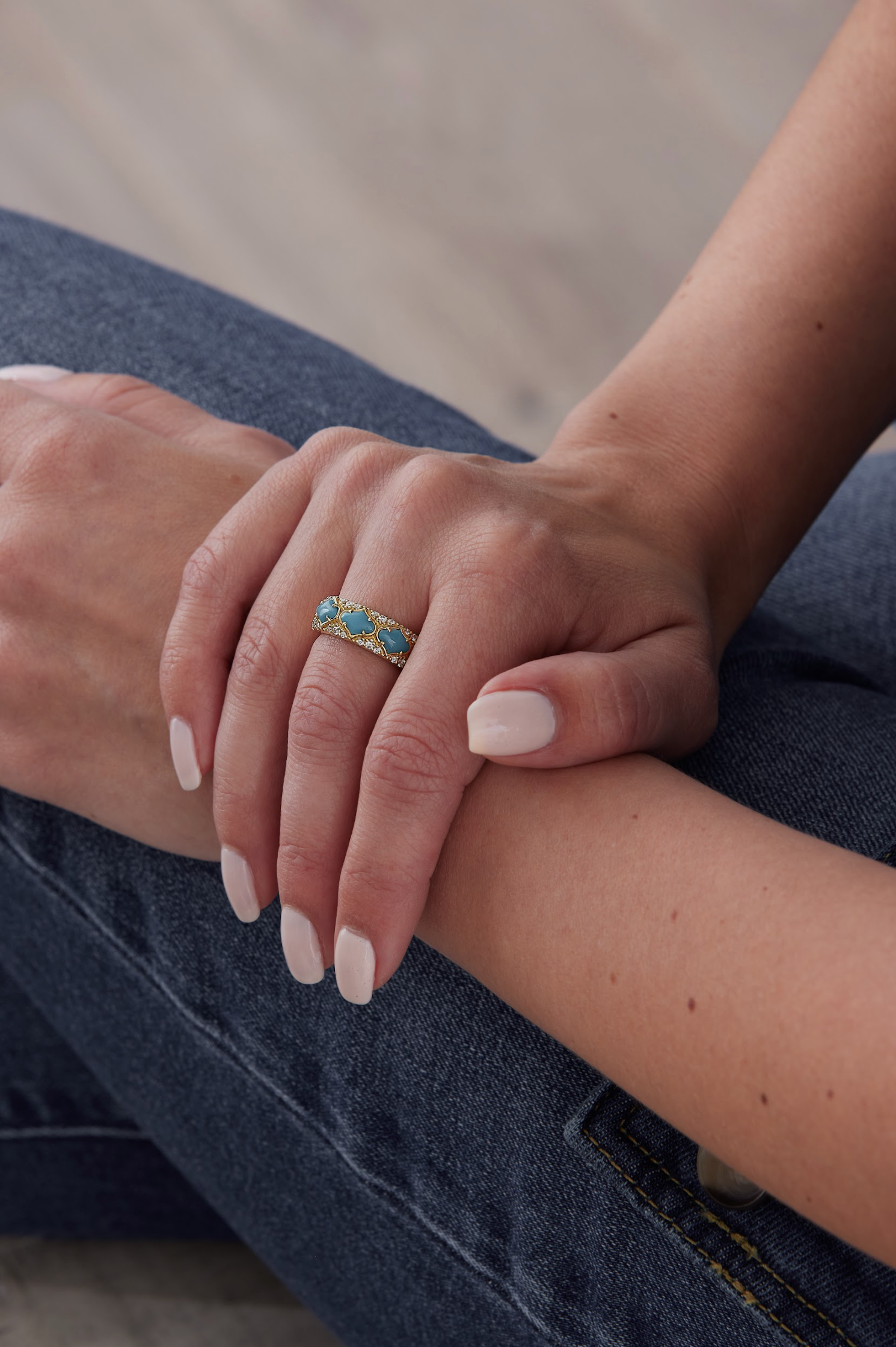 Lucia Turquoise and Gold Thick Ring