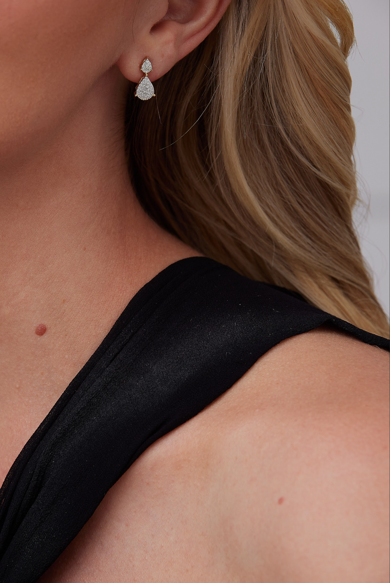 Double stud discount drop earrings