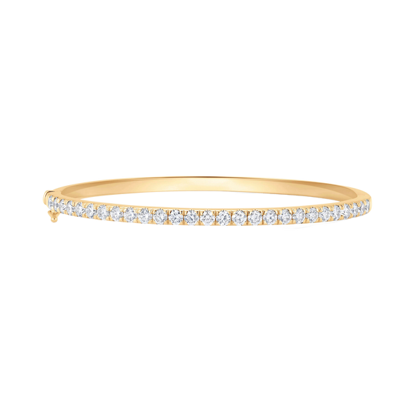 Veena Gold and Diamond Single Row Oval Bangle