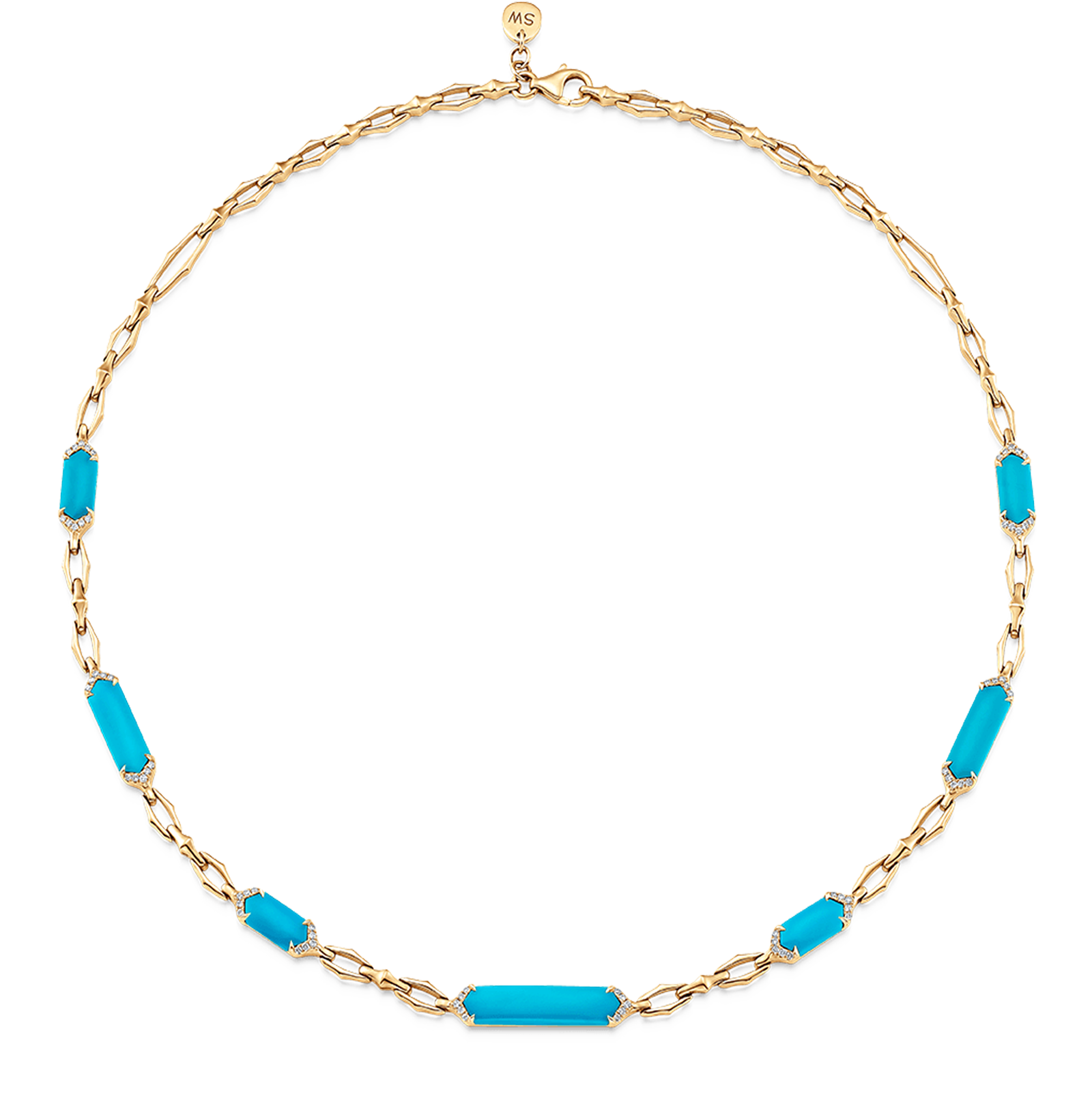 Lucia Elongated Turquoise Hexagon Choker Necklace