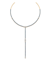 Adira Sapphire & Diamond Cushion Cluster Lariat Necklace