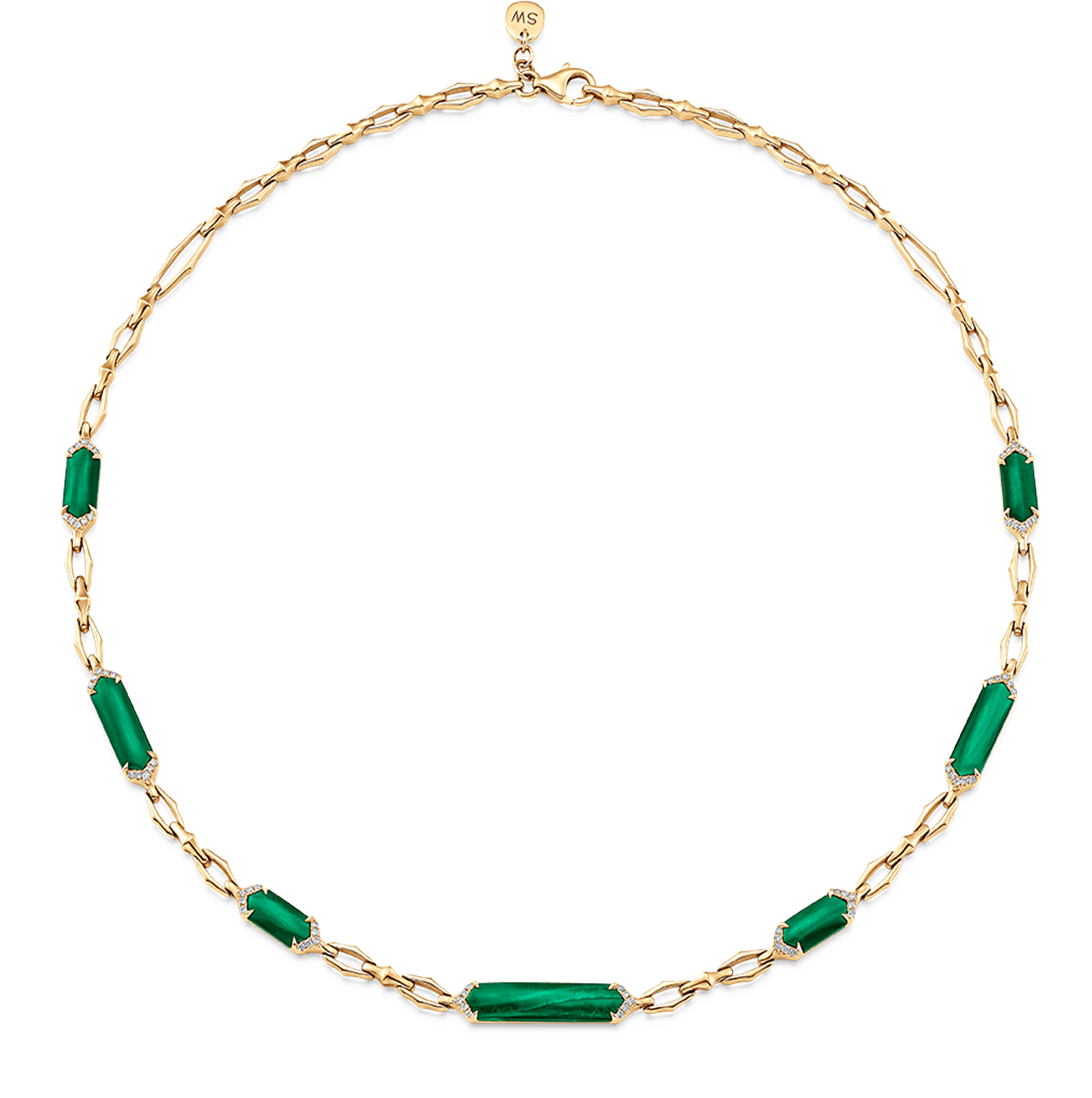 Lucia Elongated Malachite Hexagon Choker Necklace