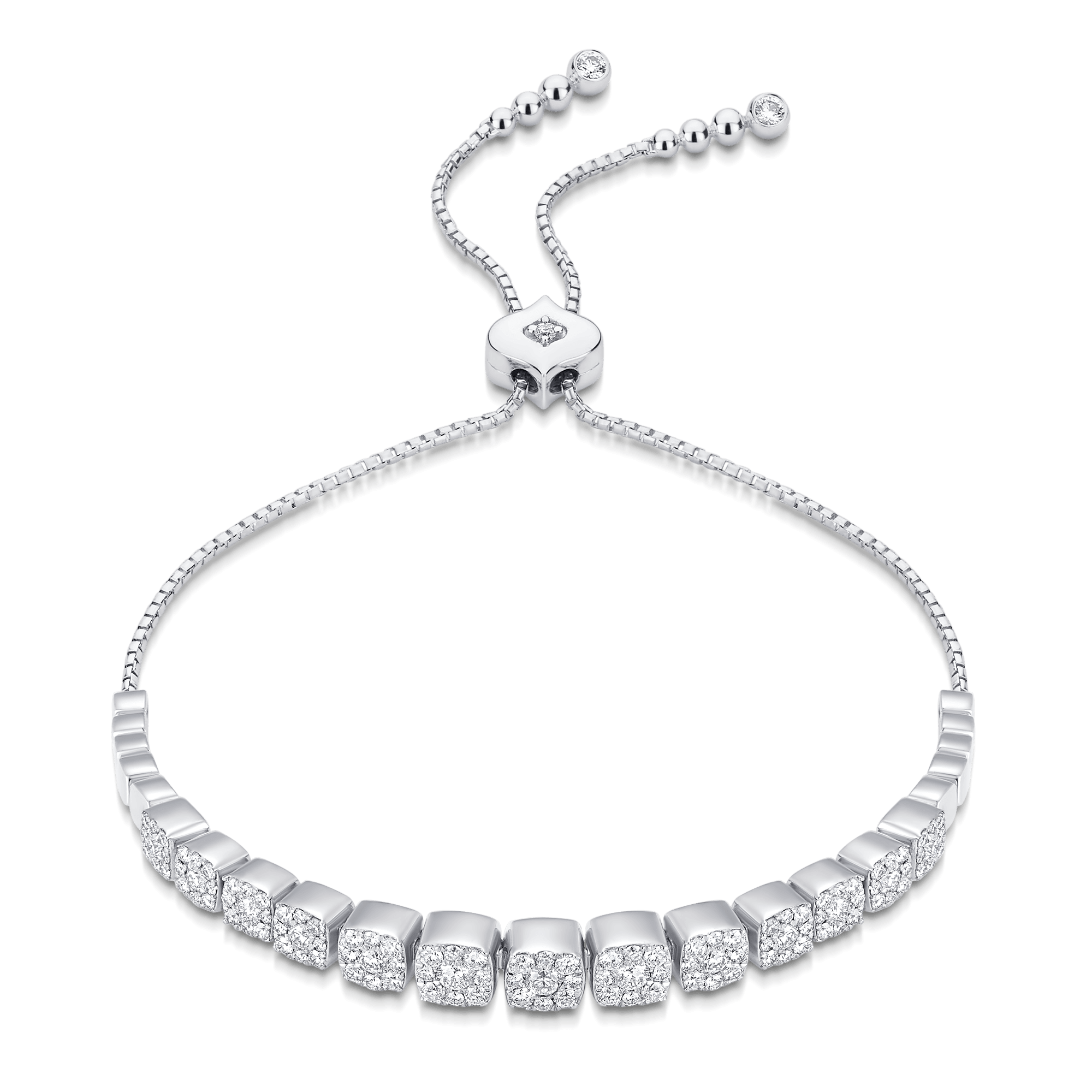 Adira Cushion Cluster Diamond Bolo Bracelet