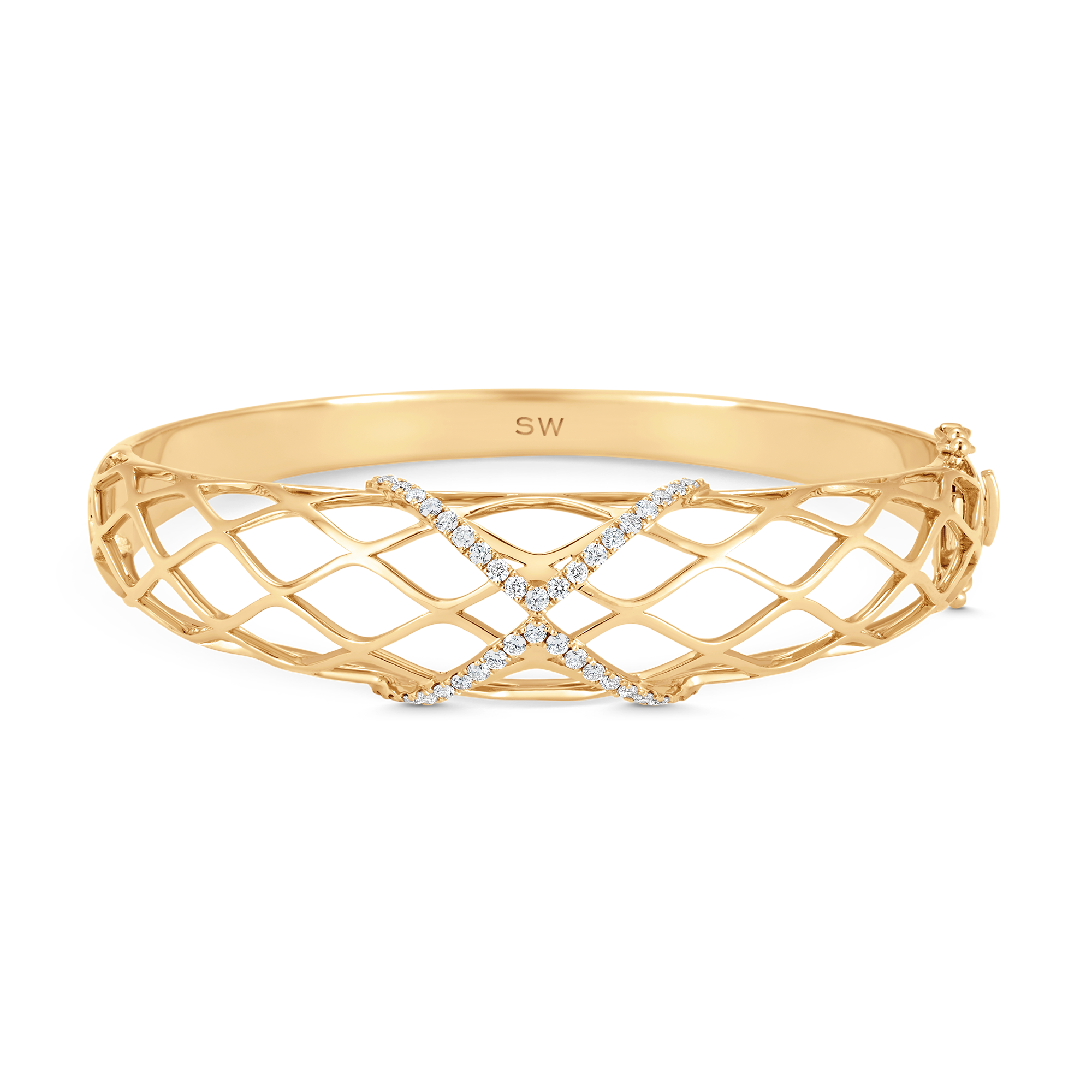 Dentelle Gold and Diamond Wave Bangle