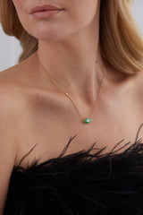 Donna Malachite and Gold Diamond Pendant Necklace