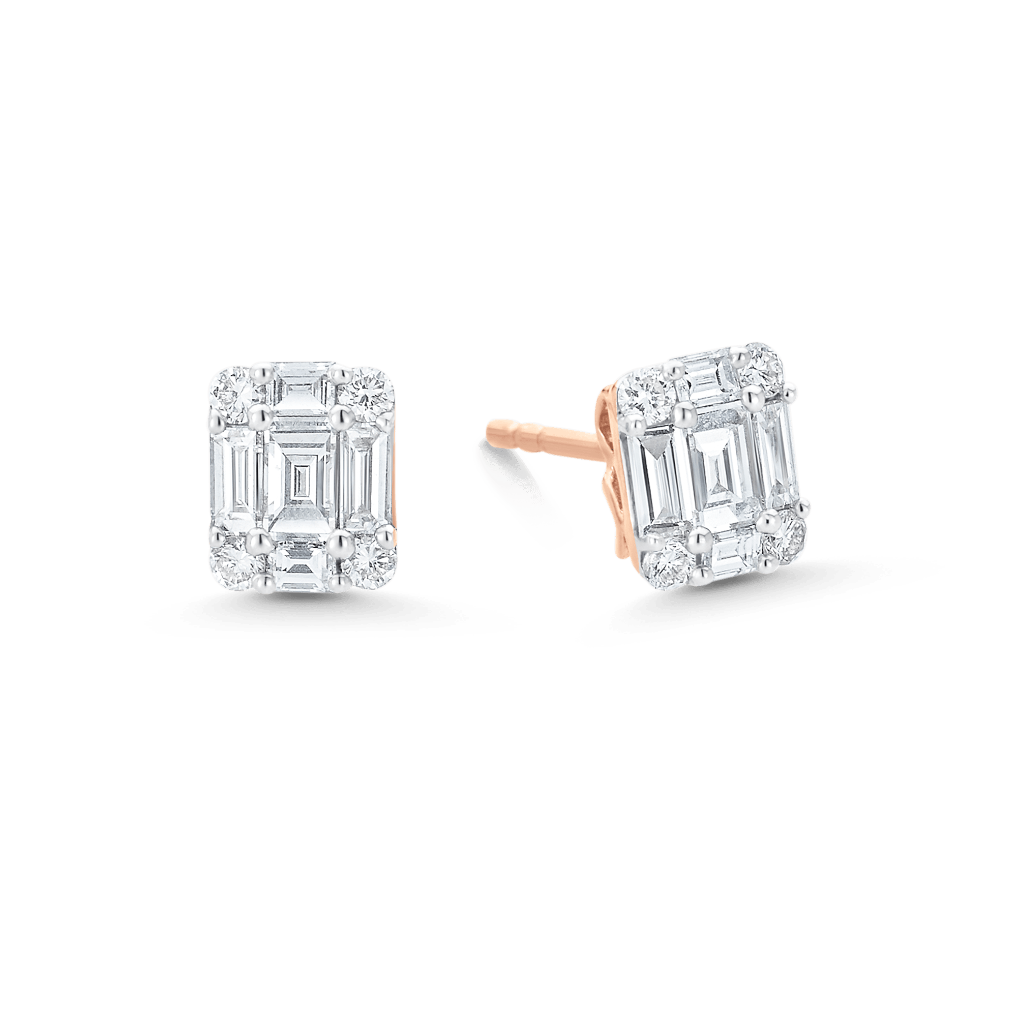 Illusion Emerald Cut Diamond Studs