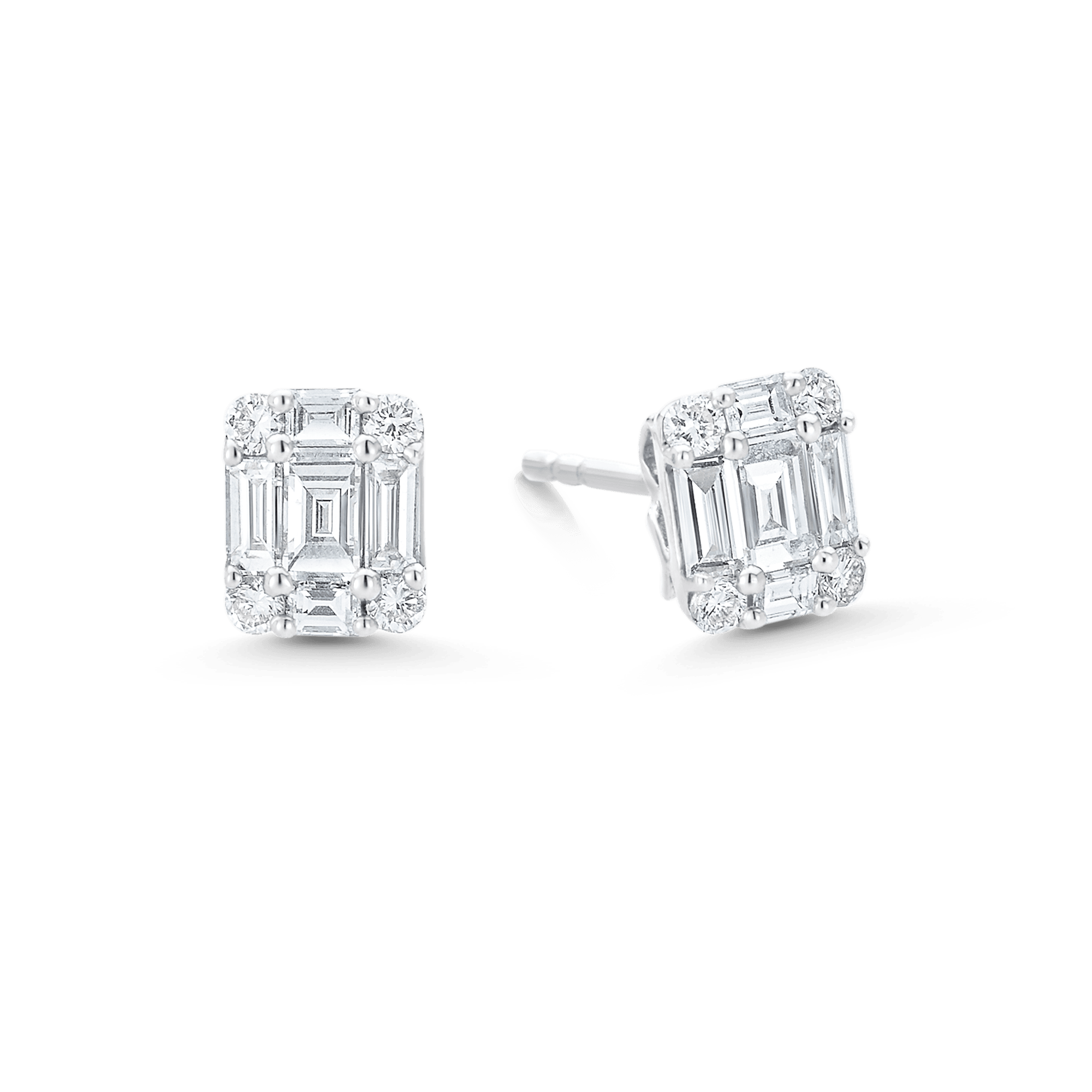 Illusion Emerald Cut Diamond Studs