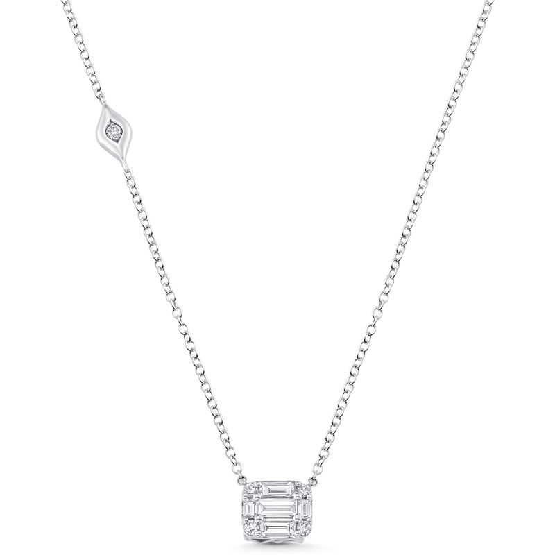 Emerald cut diamond bezel set pendant – Mondial by Nadia