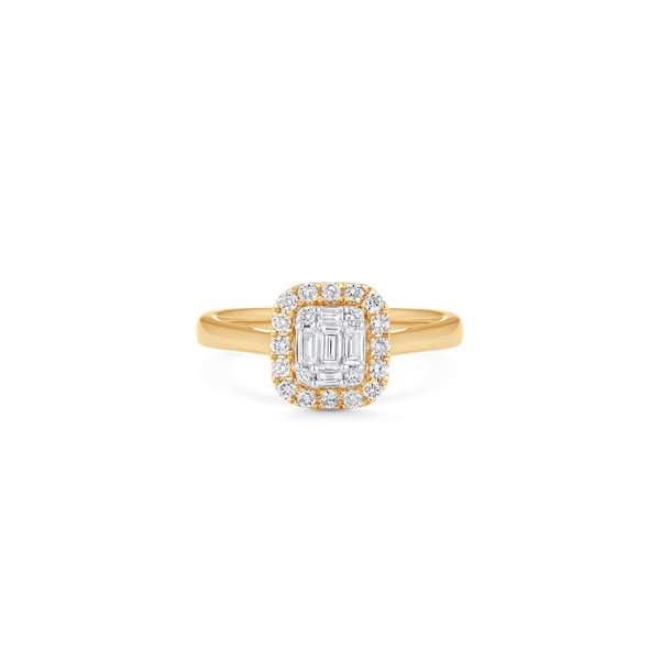 Illusion Emerald Halo Diamond Ring