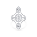 Illusion Three Diamond Cluster Ring