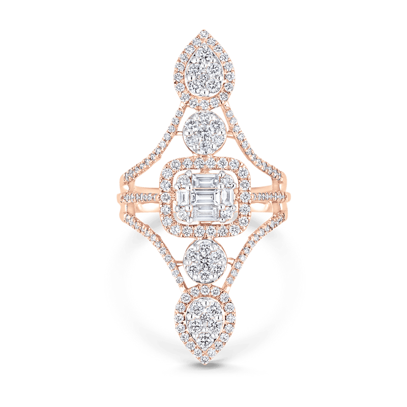 Illusion Five Cluster Diamond Ring