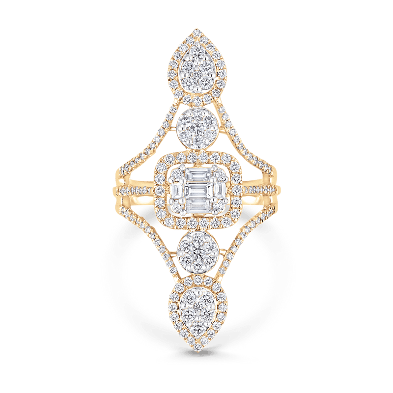 Illusion Five Cluster Diamond Ring